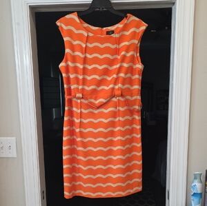 Orange Wave Pattern Mini Dress